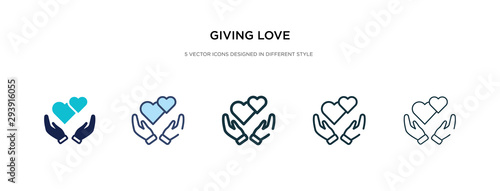 giving love icon in different style vector illustration. two colored and black giving love vector icons designed in filled, outline, line and stroke style can be used for web, mobile, ui