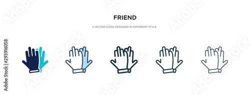 friend icon in different style vector illustration. two colored and black friend vector icons designed in filled, outline, line and stroke style can be used for web, mobile, ui