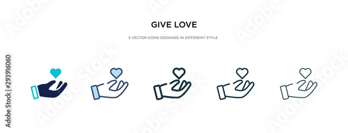 give love icon in different style vector illustration. two colored and black give love vector icons designed in filled, outline, line and stroke style can be used for web, mobile, ui