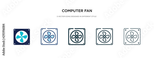 computer fan icon in different style vector illustration. two colored and black computer fan vector icons designed in filled, outline, line and stroke style can be used for web, mobile, ui