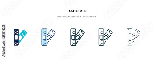 band aid icon in different style vector illustration. two colored and black band aid vector icons designed in filled, outline, line and stroke style can be used for web, mobile, ui