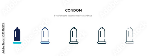 condom icon in different style vector illustration. two colored and black condom vector icons designed in filled, outline, line and stroke style can be used for web, mobile, ui
