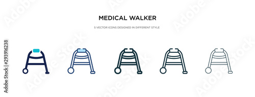 medical walker icon in different style vector illustration. two colored and black medical walker vector icons designed in filled, outline, line and stroke style can be used for web, mobile, ui