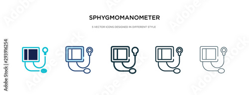 sphygmomanometer icon in different style vector illustration. two colored and black sphygmomanometer vector icons designed in filled, outline, line and stroke style can be used for web, mobile, ui