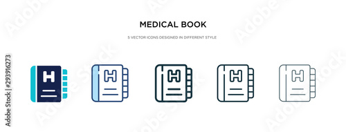 medical book icon in different style vector illustration. two colored and black medical book vector icons designed in filled, outline, line and stroke style can be used for web, mobile, ui