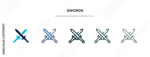 swords icon in different style vector illustration. two colored and black swords vector icons designed in filled, outline, line and stroke style can be used for web, mobile, ui photo