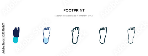 footprint icon in different style vector illustration. two colored and black footprint vector icons designed in filled  outline  line and stroke style can be used for web  mobile  ui