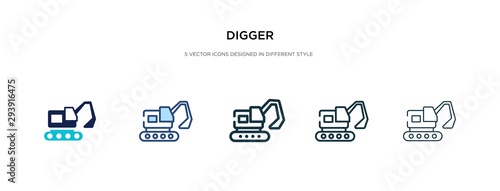 digger icon in different style vector illustration. two colored and black digger vector icons designed in filled, outline, line and stroke style can be used for web, mobile, ui