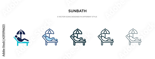 sunbath icon in different style vector illustration. two colored and black sunbath vector icons designed in filled, outline, line and stroke style can be used for web, mobile, ui