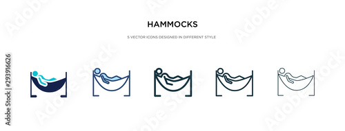 hammocks icon in different style vector illustration. two colored and black hammocks vector icons designed in filled, outline, line and stroke style can be used for web, mobile, ui