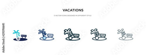 vacations icon in different style vector illustration. two colored and black vacations vector icons designed in filled, outline, line and stroke style can be used for web, mobile, ui