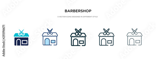 barbershop icon in different style vector illustration. two colored and black barbershop vector icons designed in filled, outline, line and stroke style can be used for web, mobile, ui