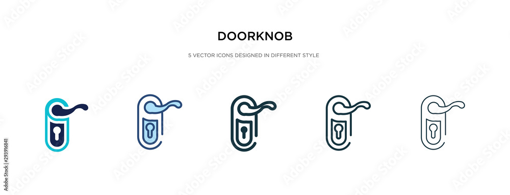 doorknob icon in different style vector illustration. two colored and black doorknob vector icons designed in filled, outline, line and stroke style can be used for web, mobile, ui - obrazy, fototapety, plakaty 