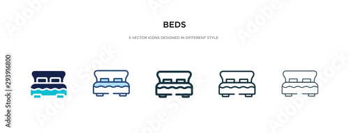 beds icon in different style vector illustration. two colored and black beds vector icons designed in filled, outline, line and stroke style can be used for web, mobile, ui