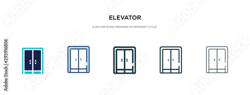 elevator icon in different style vector illustration. two colored and black elevator vector icons designed in filled, outline, line and stroke style can be used for web, mobile, ui