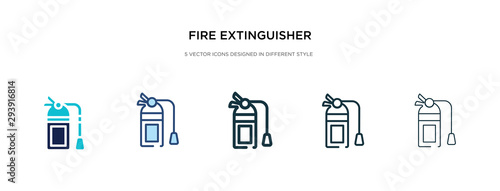 fire extinguisher icon in different style vector illustration. two colored and black fire extinguisher vector icons designed in filled, outline, line and stroke style can be used for web, mobile, ui