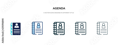 agenda icon in different style vector illustration. two colored and black agenda vector icons designed in filled, outline, line and stroke style can be used for web, mobile, ui