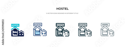 hostel icon in different style vector illustration. two colored and black hostel vector icons designed in filled, outline, line and stroke style can be used for web, mobile, ui