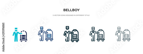 bellboy icon in different style vector illustration. two colored and black bellboy vector icons designed in filled, outline, line and stroke style can be used for web, mobile, ui