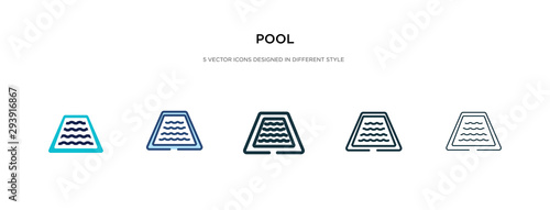 pool icon in different style vector illustration. two colored and black pool vector icons designed in filled, outline, line and stroke style can be used for web, mobile, ui
