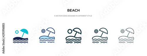 beach icon in different style vector illustration. two colored and black beach vector icons designed in filled, outline, line and stroke style can be used for web, mobile, ui