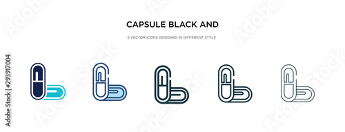 capsule black and white variant icon in different style vector illustration. two colored and black capsule black and white variant vector icons designed in filled, outline, line stroke style can be
