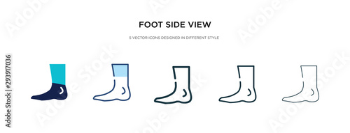 foot side view icon in different style vector illustration. two colored and black foot side view vector icons designed in filled, outline, line and stroke style can be used for web, mobile, ui