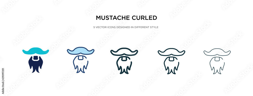 mustache curled tip variant icon in different style vector illustration. two colored and black mustache curled tip variant vector icons designed in filled, outline, line and stroke style can be used