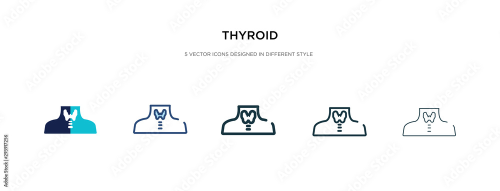 thyroid icon in different style vector illustration. two colored and