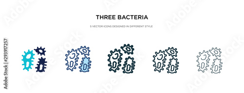 three bacteria icon in different style vector illustration. two colored and black three bacteria vector icons designed in filled, outline, line and stroke style can be used for web, mobile, ui