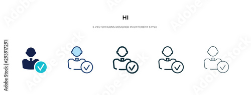 hi icon in different style vector illustration. two colored and black hi vector icons designed in filled, outline, line and stroke style can be used for web, mobile, ui