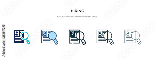 hiring icon in different style vector illustration. two colored and black hiring vector icons designed in filled, outline, line and stroke style can be used for web, mobile, ui