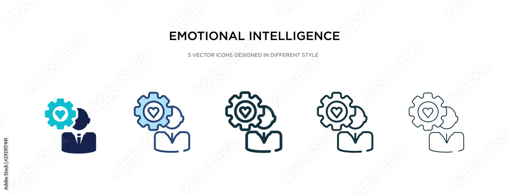 emotional intelligence icon in different style vector illustration. two colored and black emotional intelligence vector icons designed in filled, outline, line and stroke style can be used for web,