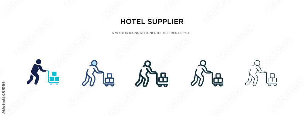 hotel supplier icon in different style vector illustration. two colored and black hotel supplier vector icons designed in filled, outline, line and stroke style can be used for web, mobile, ui