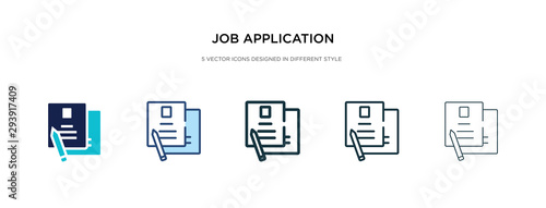 job application icon in different style vector illustration. two colored and black job application vector icons designed in filled, outline, line and stroke style can be used for web, mobile, ui photo