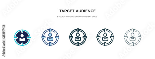 target audience icon in different style vector illustration. two colored and black target audience vector icons designed in filled, outline, line and stroke style can be used for web, mobile, ui