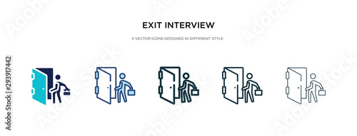 exit interview icon in different style vector illustration. two colored and black exit interview vector icons designed in filled, outline, line and stroke style can be used for web, mobile, ui