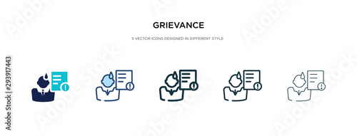 grievance icon in different style vector illustration. two colored and black grievance vector icons designed in filled, outline, line and stroke style can be used for web, mobile, ui