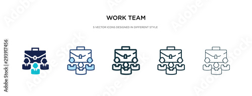 work team icon in different style vector illustration. two colored and black work team vector icons designed in filled, outline, line and stroke style can be used for web, mobile, ui