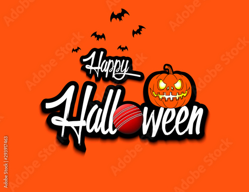 Happy halloween and cricket ball