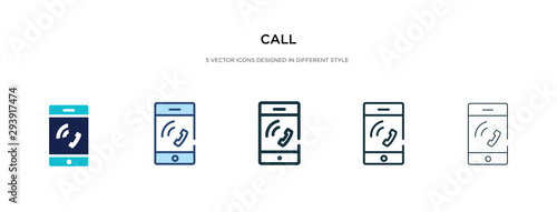 call icon in different style vector illustration. two colored and black call vector icons designed in filled, outline, line and stroke style can be used for web, mobile, ui