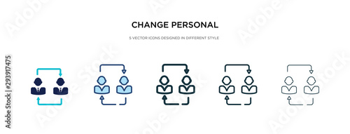 change personal icon in different style vector illustration. two colored and black change personal vector icons designed in filled, outline, line and stroke style can be used for web, mobile, ui