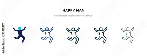 happy man icon in different style vector illustration. two colored and black happy man vector icons designed in filled, outline, line and stroke style can be used for web, mobile, ui