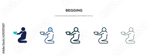 begging icon in different style vector illustration. two colored and black begging vector icons designed in filled, outline, line and stroke style can be used for web, mobile, ui
