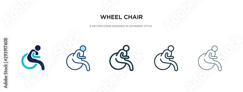 wheel chair icon in different style vector illustration. two colored and black wheel chair vector icons designed in filled, outline, line and stroke style can be used for web, mobile, ui