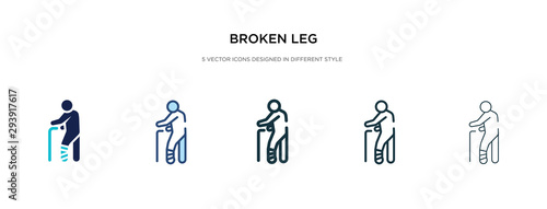 broken leg icon in different style vector illustration. two colored and black broken leg vector icons designed in filled, outline, line and stroke style can be used for web, mobile, ui