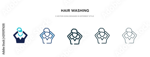 hair washing icon in different style vector illustration. two colored and black hair washing vector icons designed in filled, outline, line and stroke style can be used for web, mobile, ui
