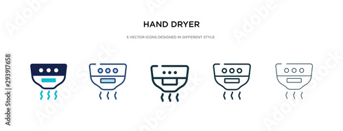 hand dryer icon in different style vector illustration. two colored and black hand dryer vector icons designed in filled, outline, line and stroke style can be used for web, mobile, ui