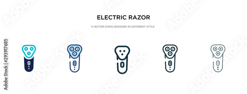 electric razor icon in different style vector illustration. two colored and black electric razor vector icons designed in filled, outline, line and stroke style can be used for web, mobile, ui