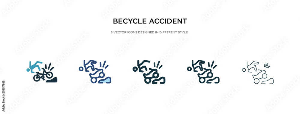 becycle accident icon in different style vector illustration. two colored and black becycle accident vector icons designed in filled, outline, line and stroke style can be used for web, mobile, ui becycle accident icon in different style vector illustration. two colored and black becycle accident vector icons designed in filled, outline, line and stroke style can be used for web, mobile, ui